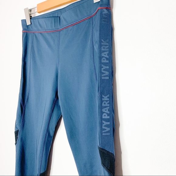 IVYPARK Navy Blue / dark Teal Cropped Logo a leggings with Red Trim Size Medium - Picture 5 of 12